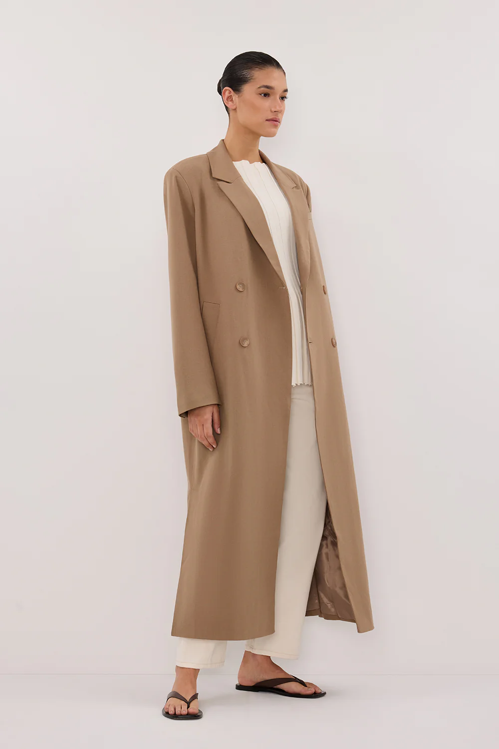 CELINA TAN WOOL BLEND COAT - Yukikoi