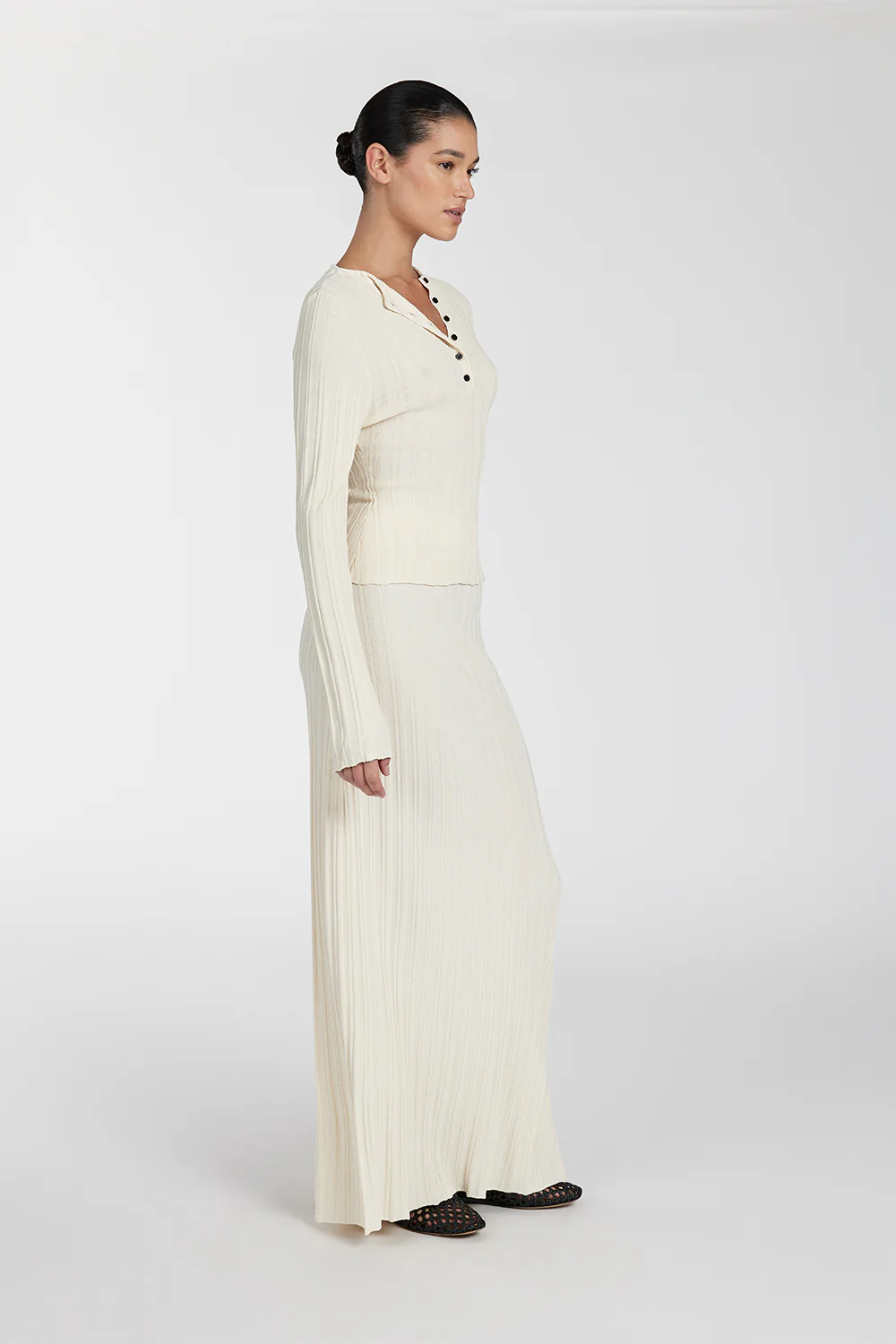 SYLVIA CREAM KNIT MIDI SKIRT - Yukikoi