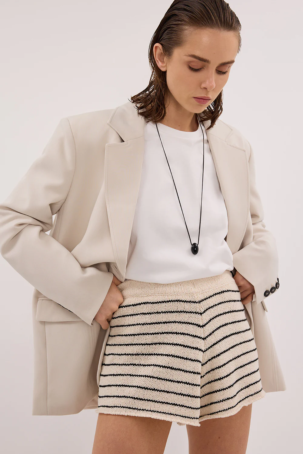 ASPEN SANDSTONE STRIPE KNIT SHORT - Yukikoi