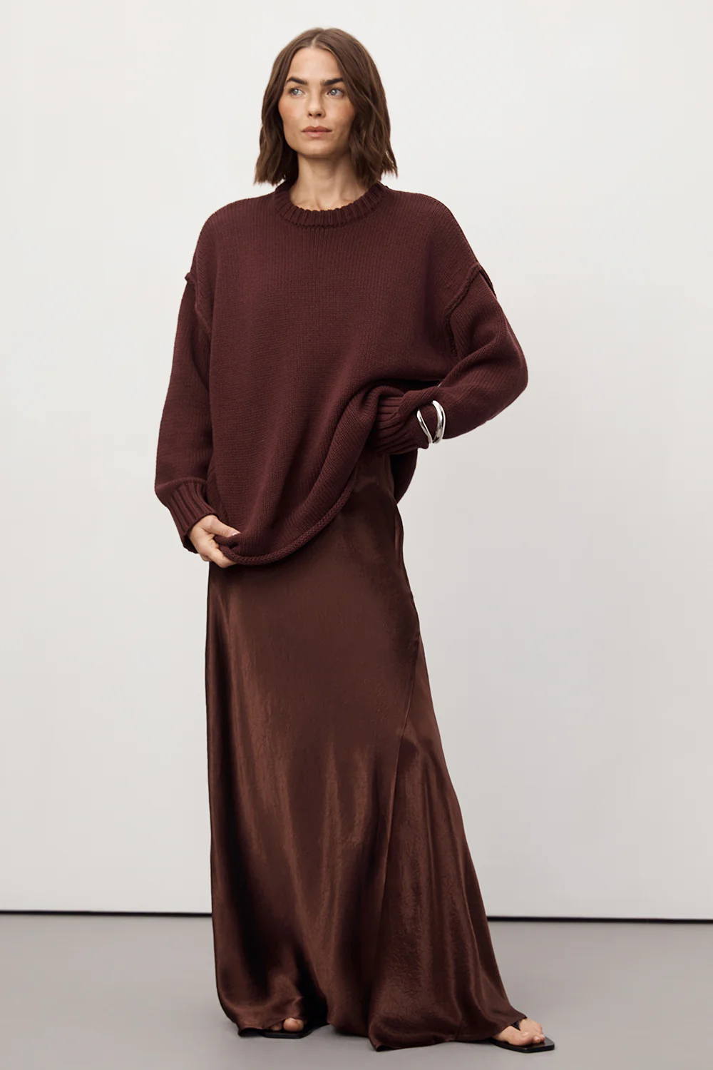 BREANNA WALNUT JACQUARD MAXI SKIRT - Yukikoi