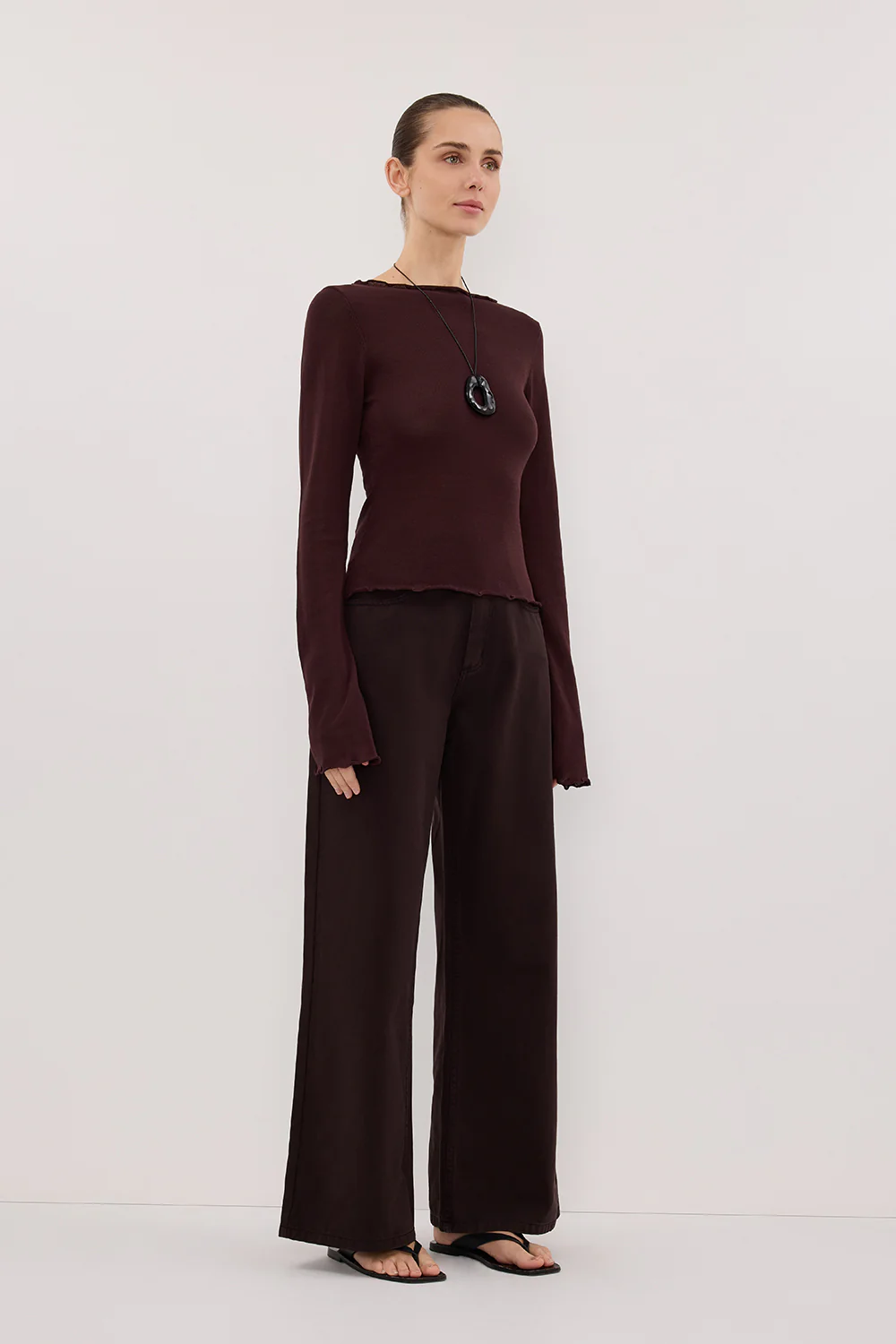 BLAKE PLUM LONG SLEEVE BOAT NECK KNIT TOP - Yukikoi