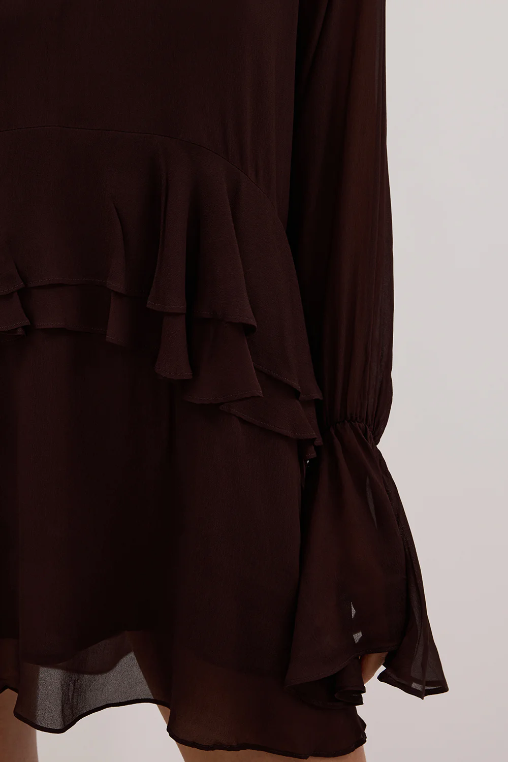 BODHI DARK CHOC LONG SLEEVE MINI DRESS - Yukikoi