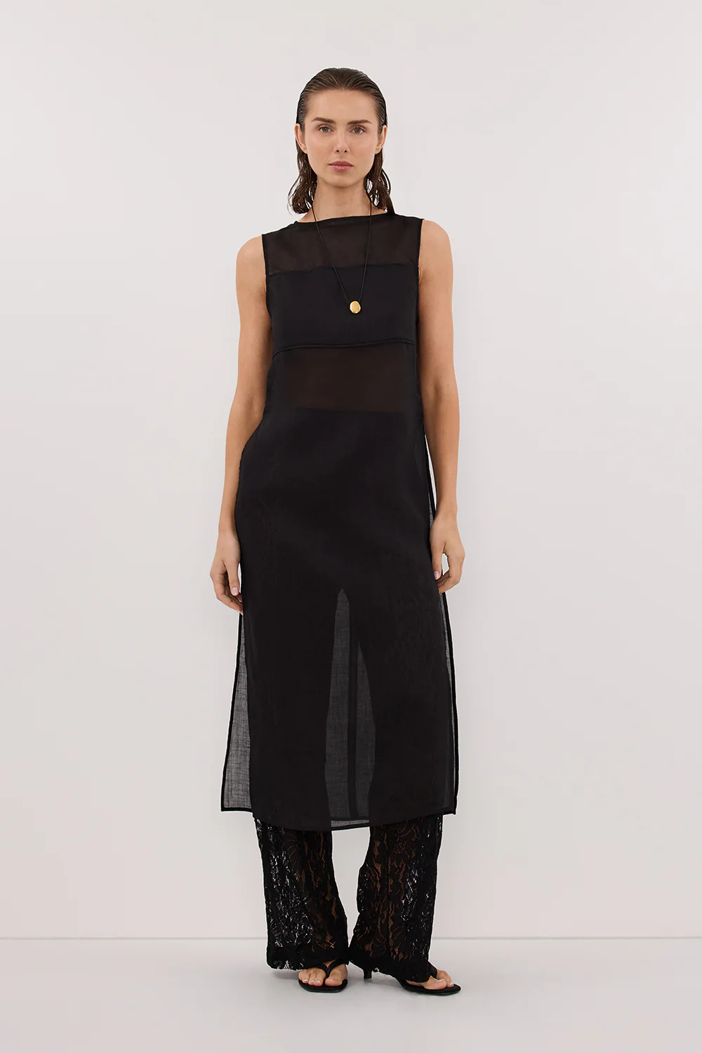 KAI BLACK RAMIE SLEEVELESS TUNIC TOP - Yukikoi