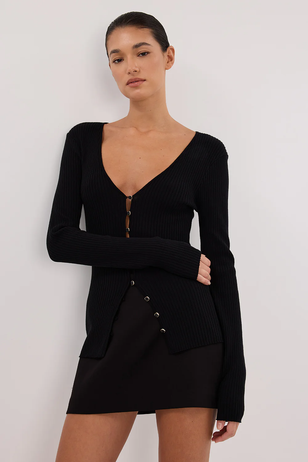 BLAIR BLACK LONG SLEEVE KNIT TOP - Yukikoi