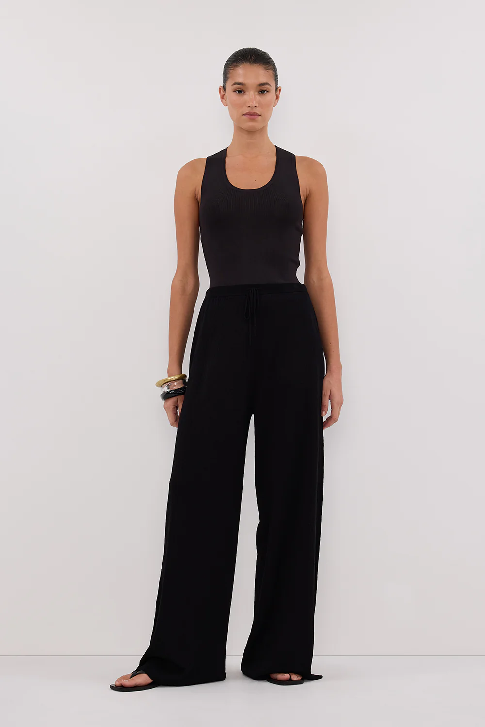 ALIAS BLACK TEXTURED KNIT PANT - Yukikoi
