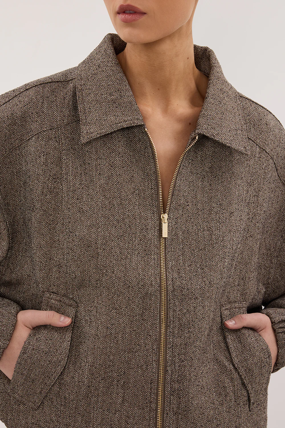 FRANKIE CHOC TWEED BOMBER JACKET - Yukikoi