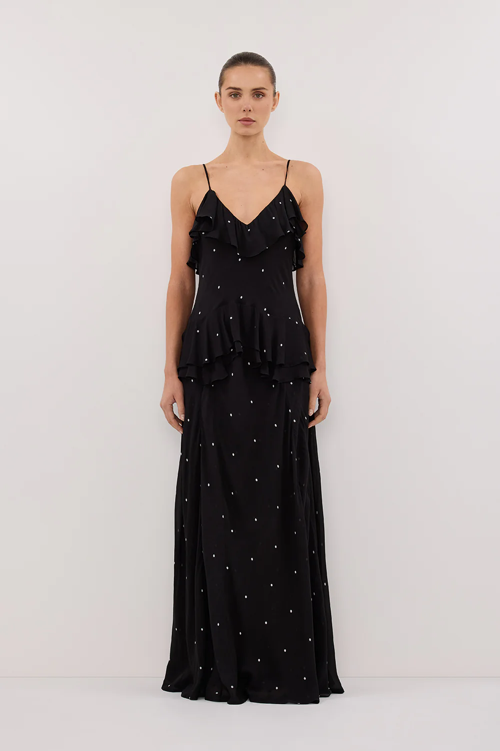 MELROSE BLACK SPOT MAXI DRESS - Yukikoi