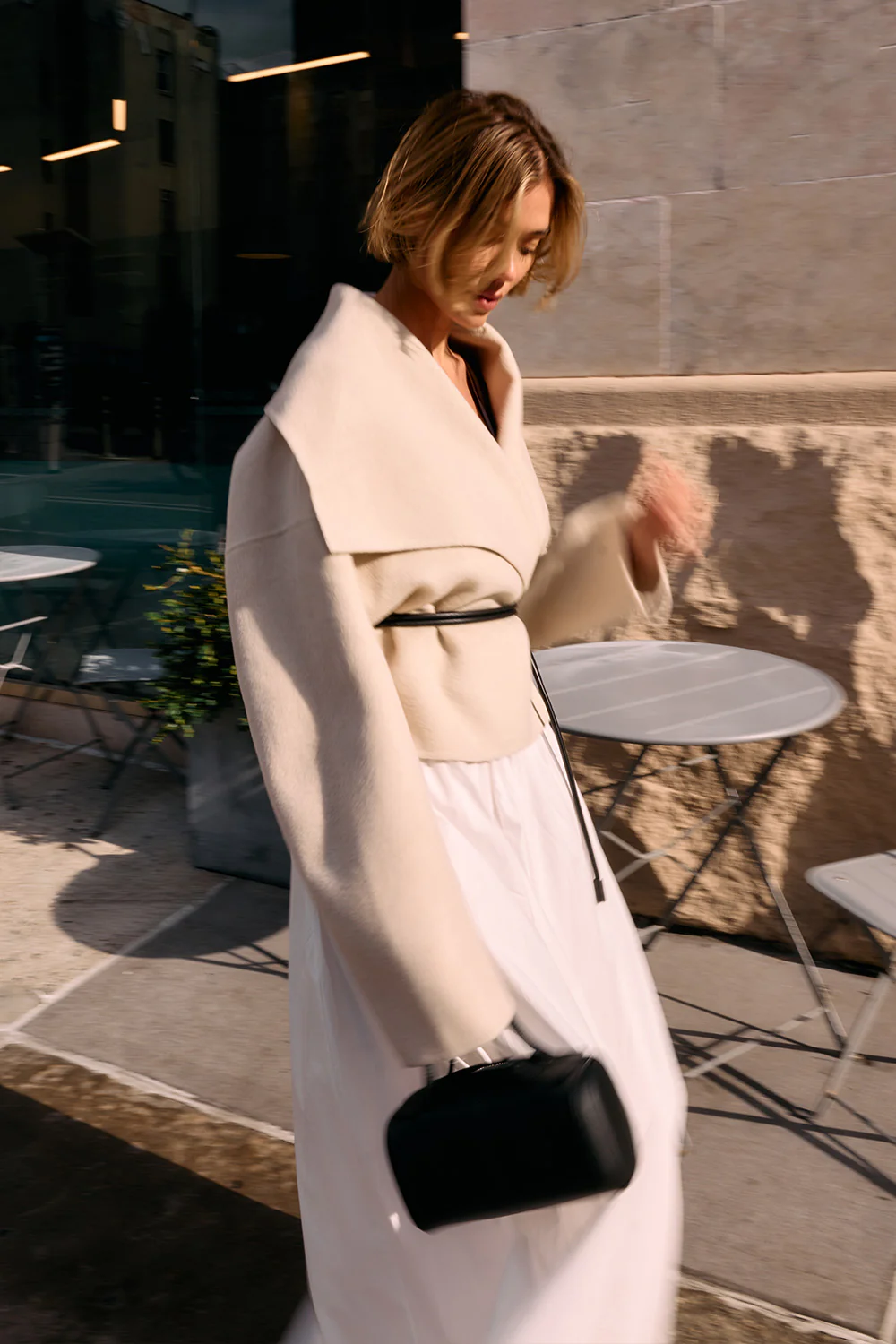 LUCIA BONE CROPPED WOOL BLEND TRENCH COAT - Yukikoi