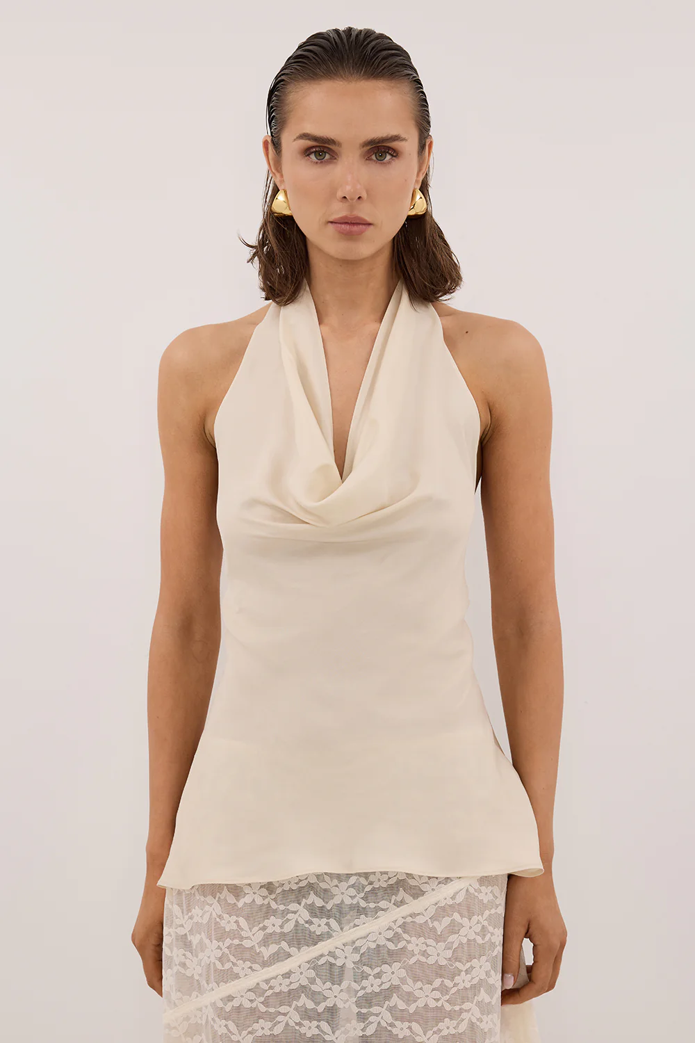 CARLENE STRAW SLEEVELESS CUPRO COWL TOP - Yukikoi
