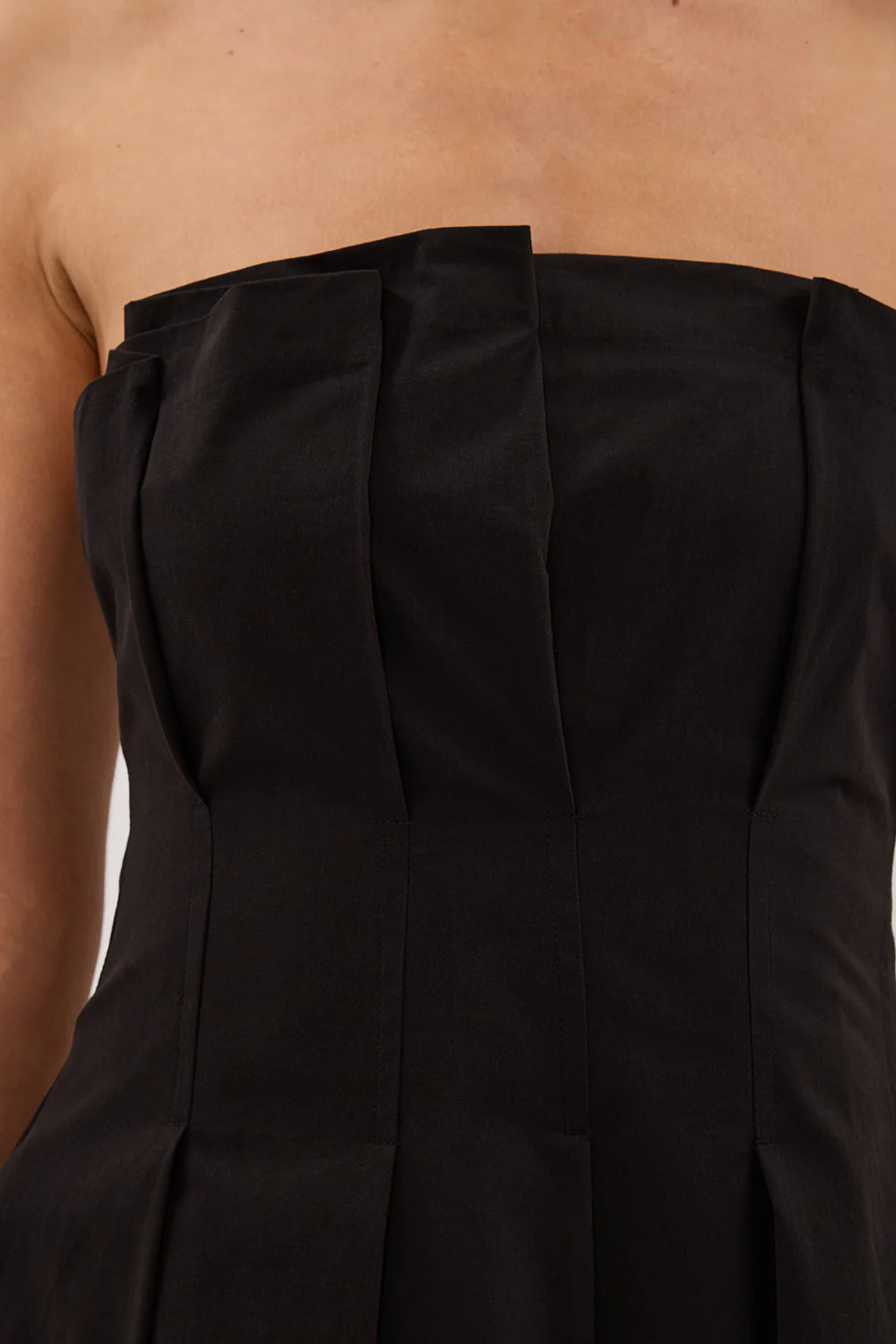 LILLY BLACK COTTON STRAPLESS MIDI DRESS - Yukikoi