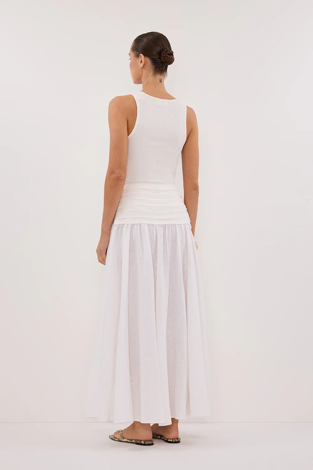 HALLIE WHITE LINEN MIDI SKIRT - Yukikoi