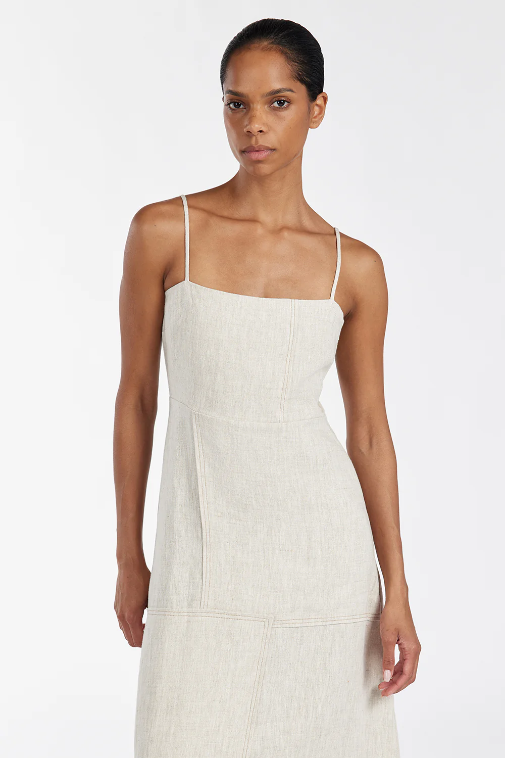 CATIE NATURAL PATCHWORK MIDI DRESS - Yukikoi