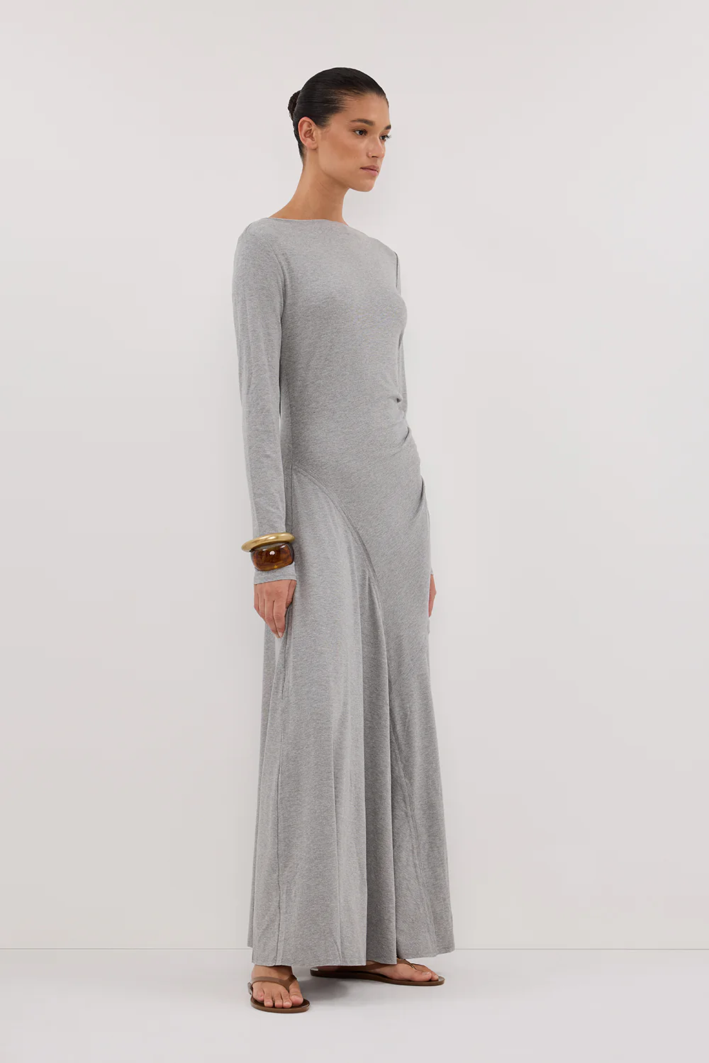 HADLEY SILVER LONG SLEEVE KNIT MAXI DRESS - Yukikoi