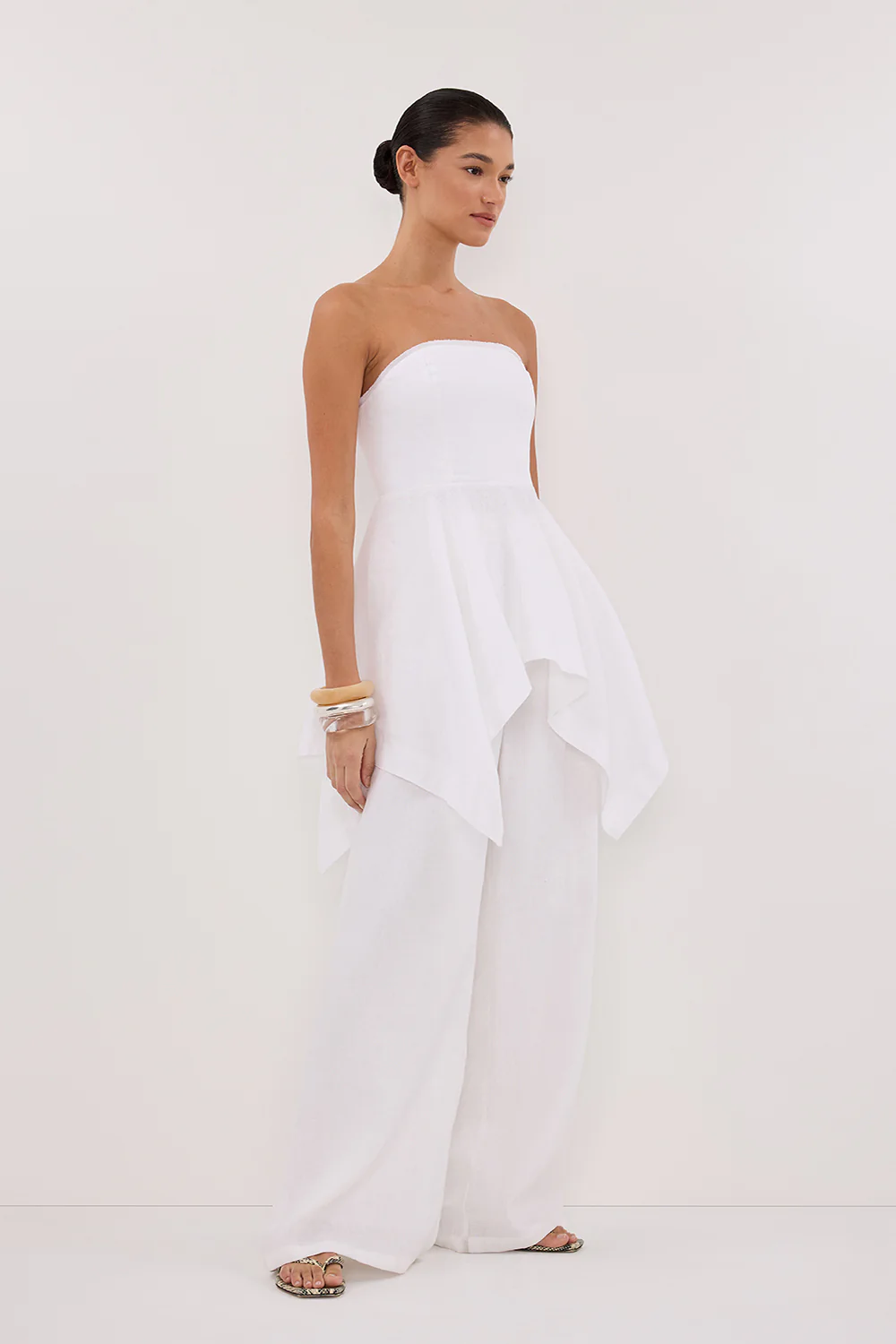 LUNA WHITE LINEN HANDKERCHIEF TOP - Yukikoi