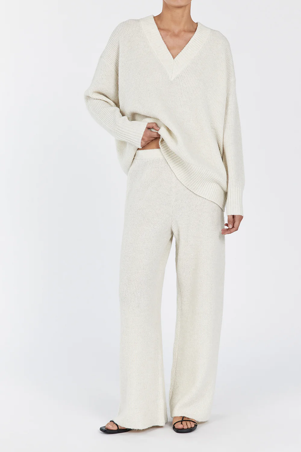 ZELIE CREAM MARLE KNIT PANT - Yukikoi