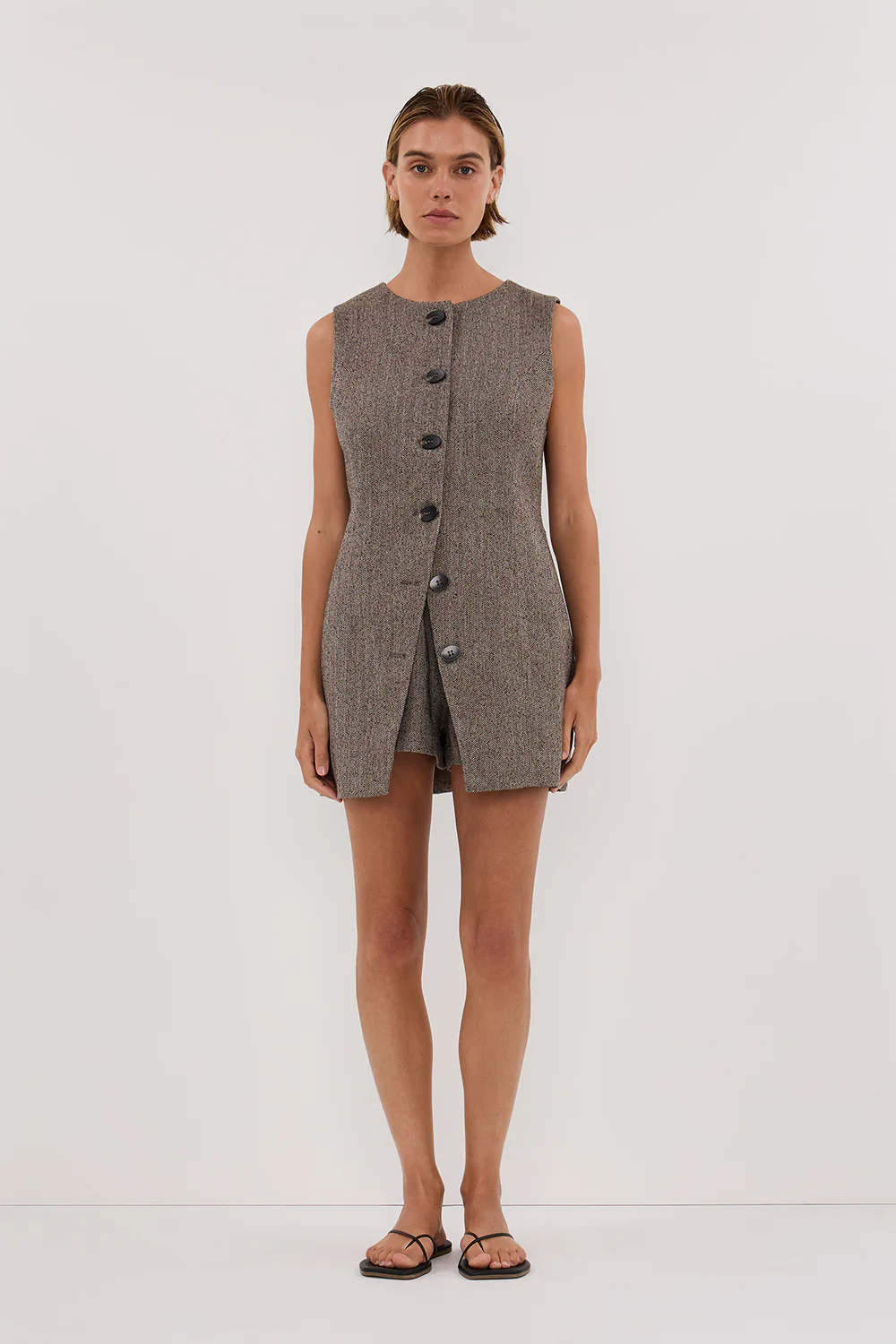 FRANKIE CHOC TWEED TUNIC VEST - Yukikoi