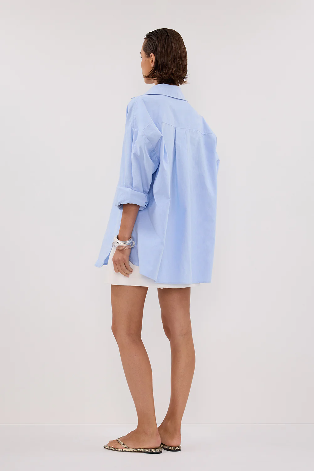 RHEA BLUE OVERSIZED COTTON SHIRT - Yukikoi