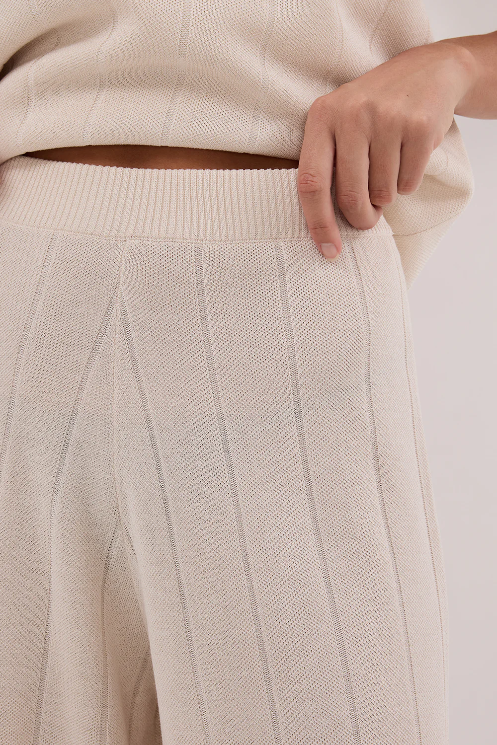 ARIA CREAM FRINGED KNIT PANT - Yukikoi