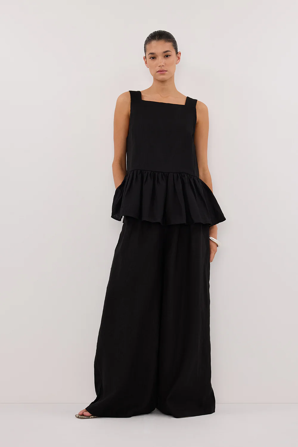 CODY BLACK WIDE LINEN PANT - Yukikoi
