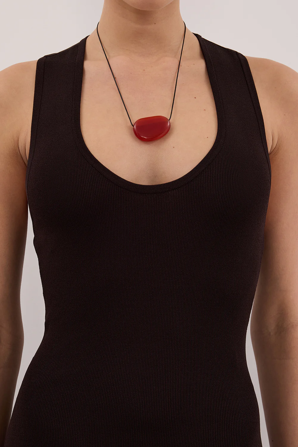 DEVIN BITTER CHOC RACER KNIT MIDI DRESS - Yukikoi