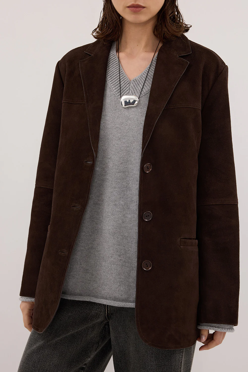 HENDRIX BITTER CHOC OVERSIZED SUEDE LEATHER JACKET - Yukikoi