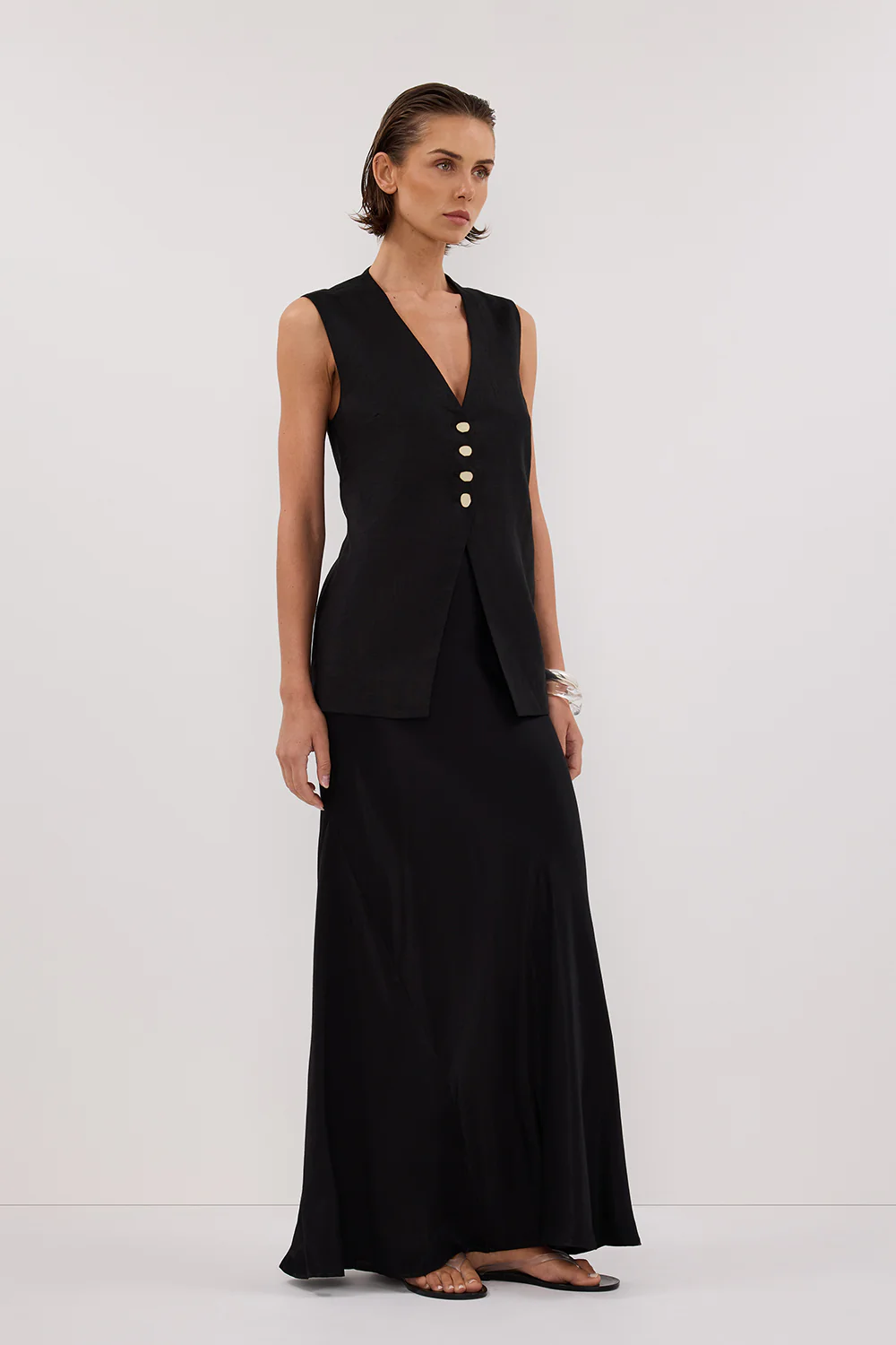 KNOX BLACK LINEN VEST - Yukikoi