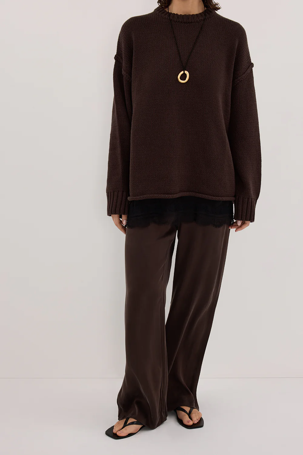 PERCY BITTER CHOC SILK PANT - Yukikoi