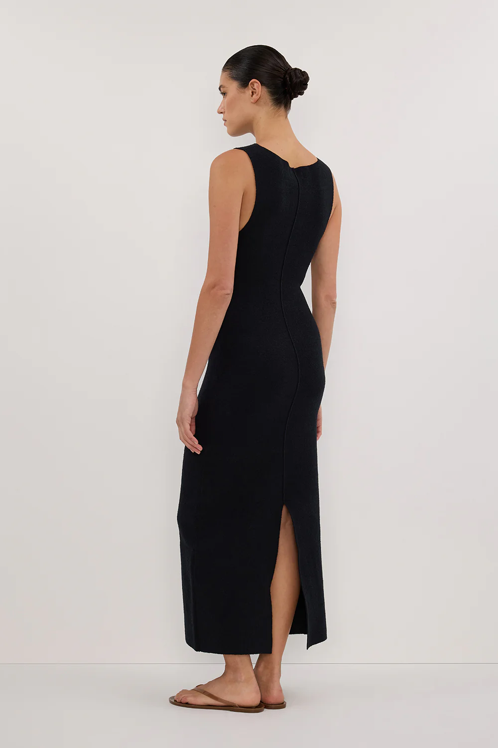OWEN BLACK CREPE KNIT MIDI DRESS - Yukikoi