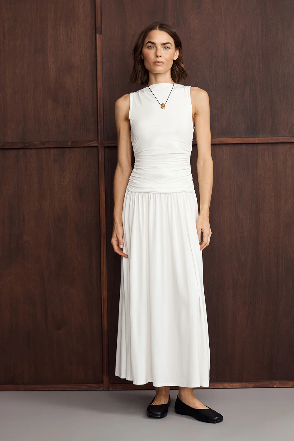 MEG OFF WHITE SLEEVELESS KNIT MIDI DRESS - Yukikoi