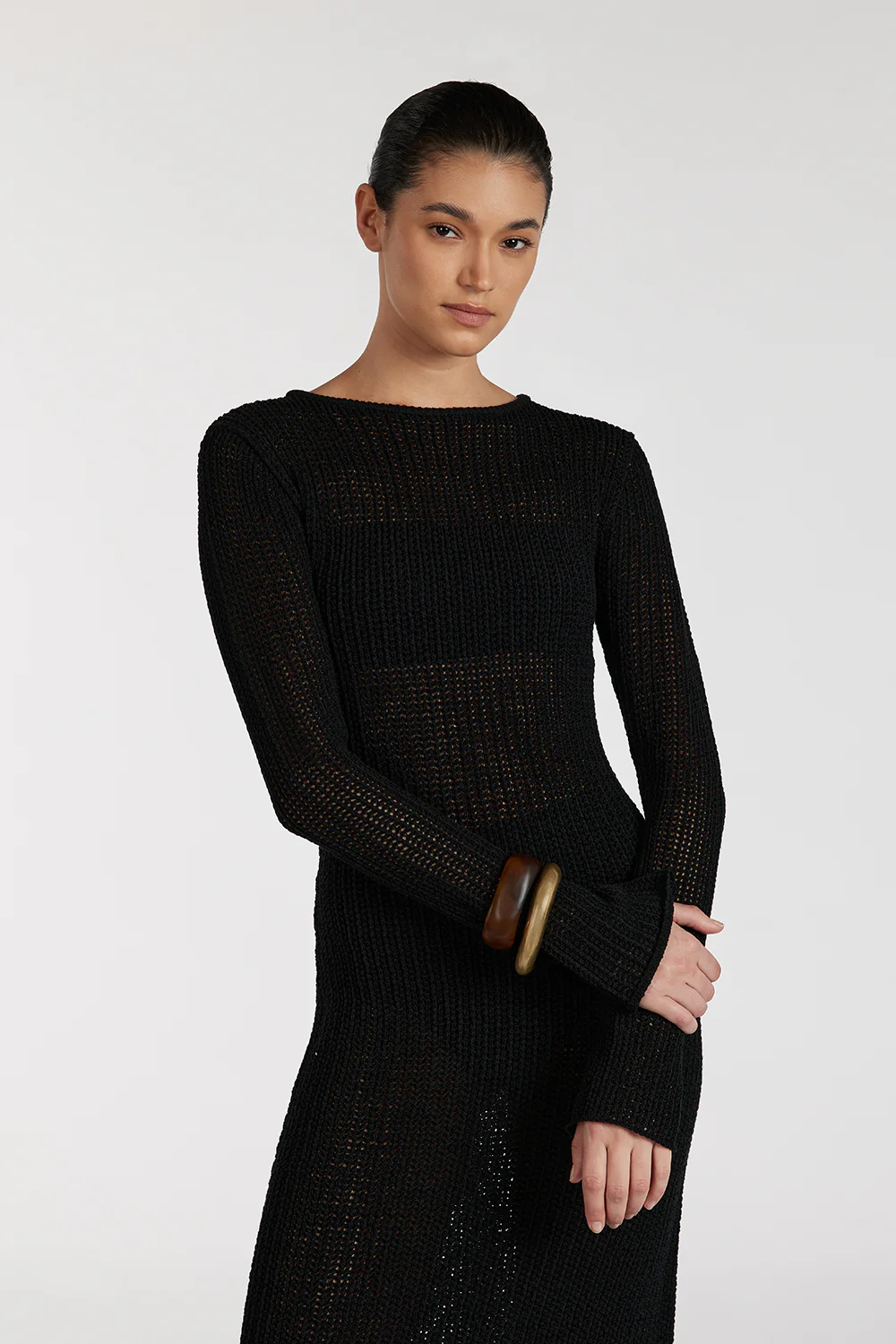 MARGOT BLACK CREW NECK DRESS - Yukikoi