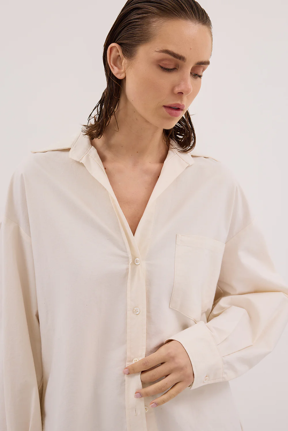 RHEA 2.0 CREAM OVERSIZED COTTON SHIRT - Yukikoi