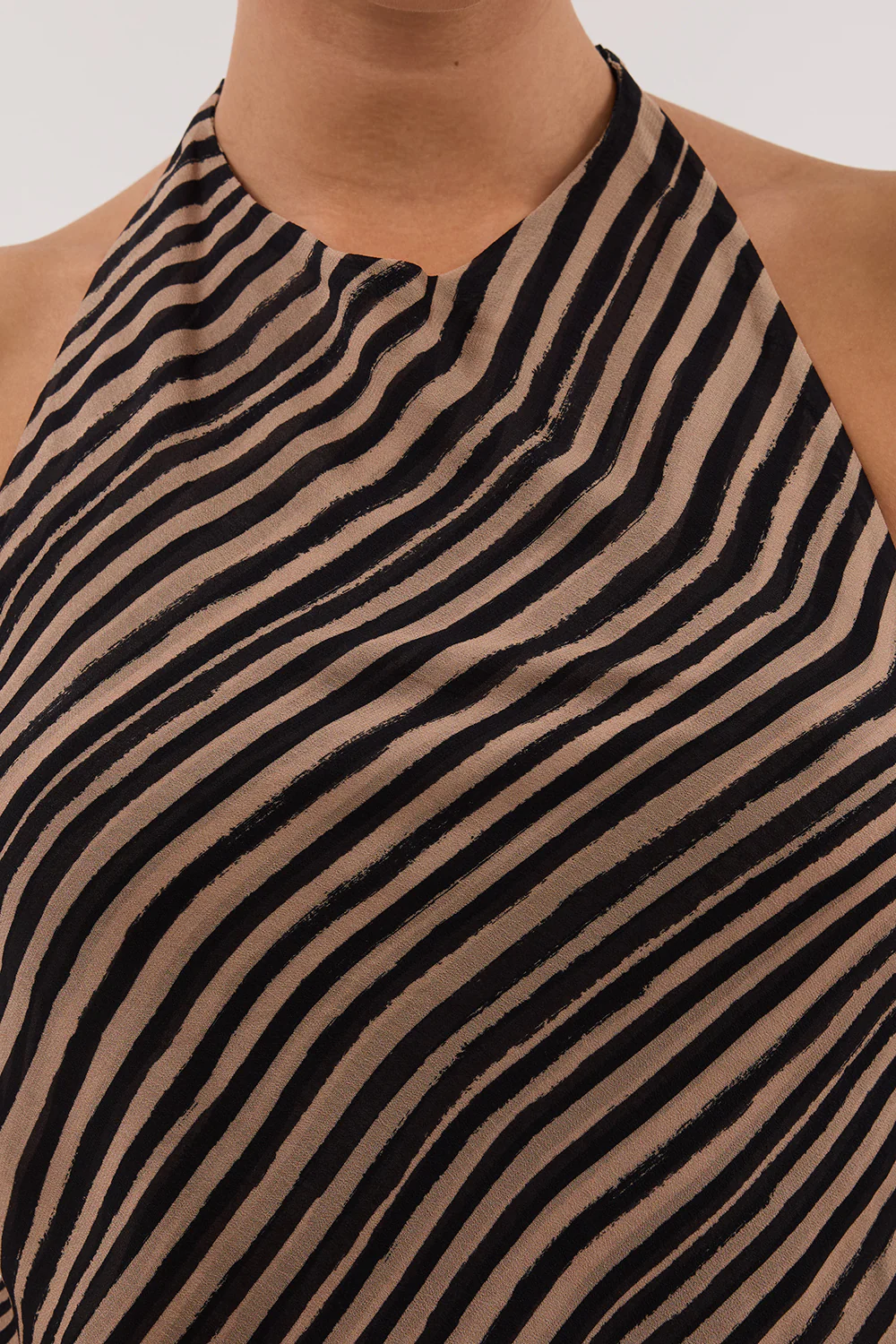 CHARLI TAN STRIPE HALTER TOP - Yukikoi