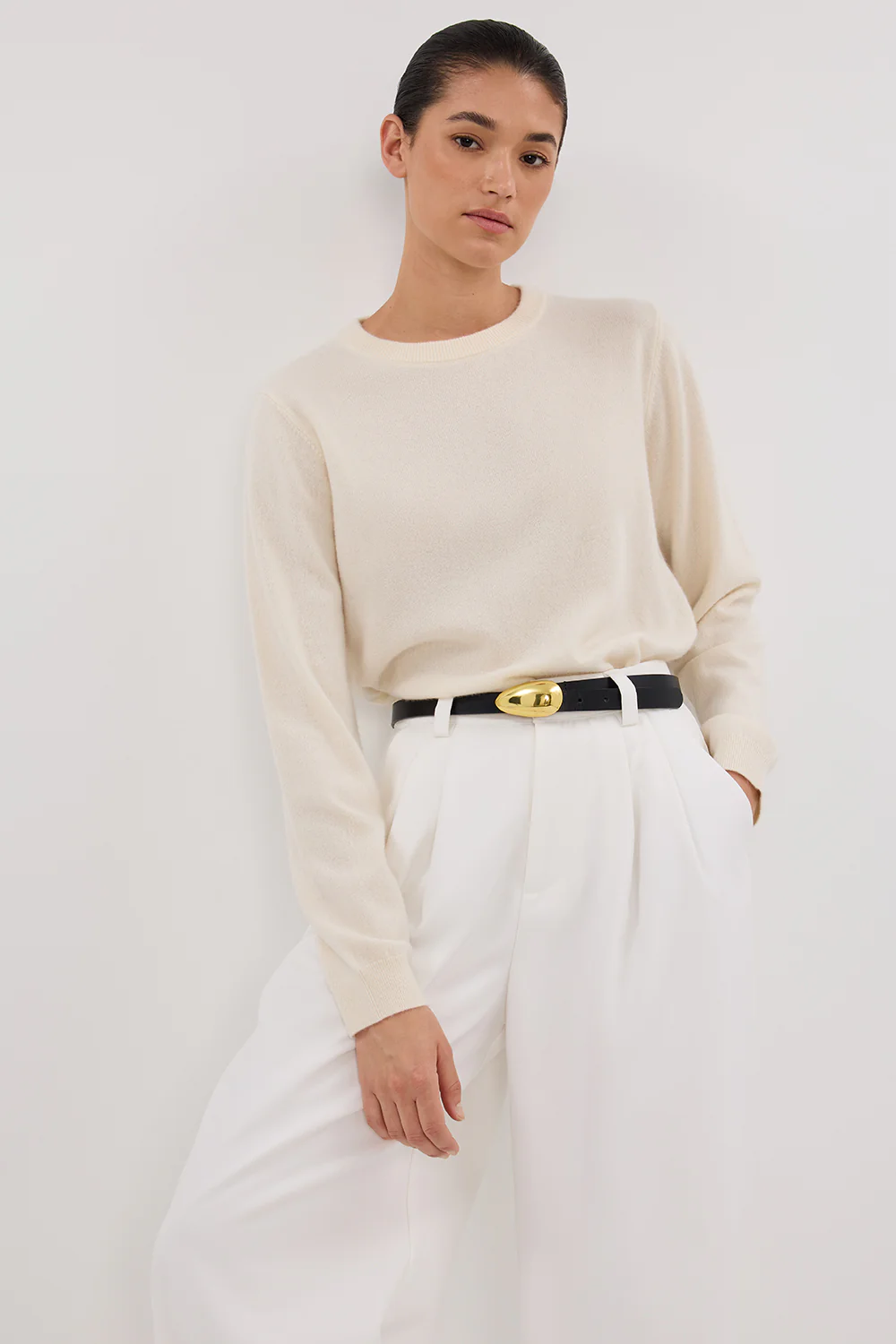 INDY CREAM CASHMERE KNIT JUMPER - Yukikoi