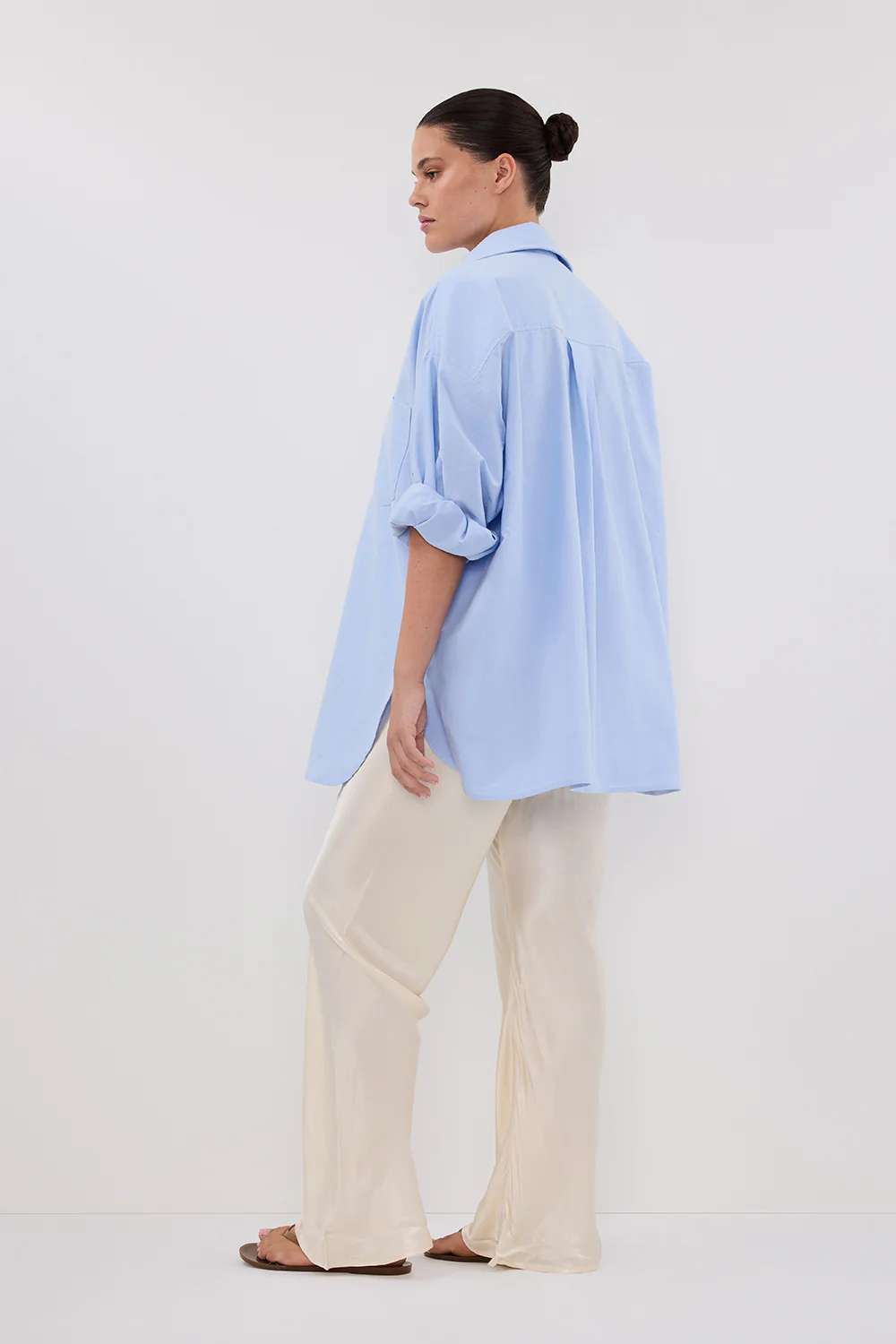 RHEA BLUE OVERSIZED COTTON SHIRT - Yukikoi