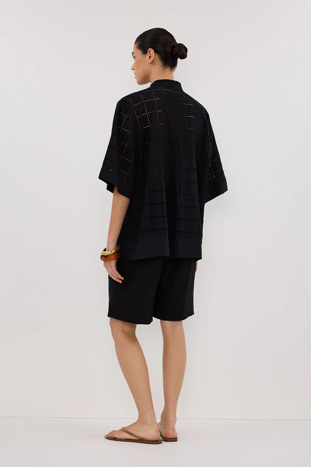 OWEN BLACK SLEEVED BRODERIE SHIRT - Yukikoi