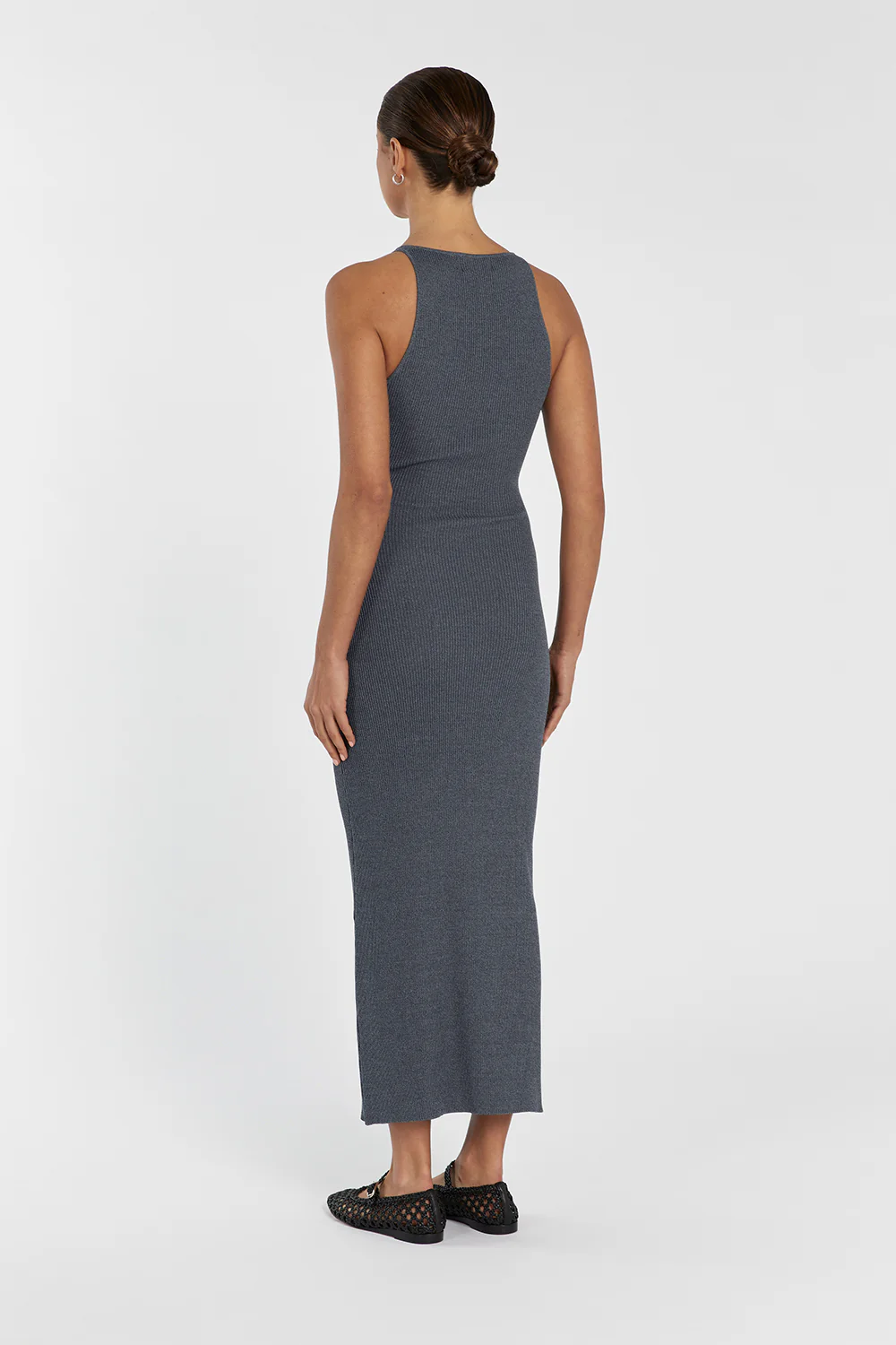 ZION DARK GREY MARLE KNIT MIDI DRESS - Yukikoi