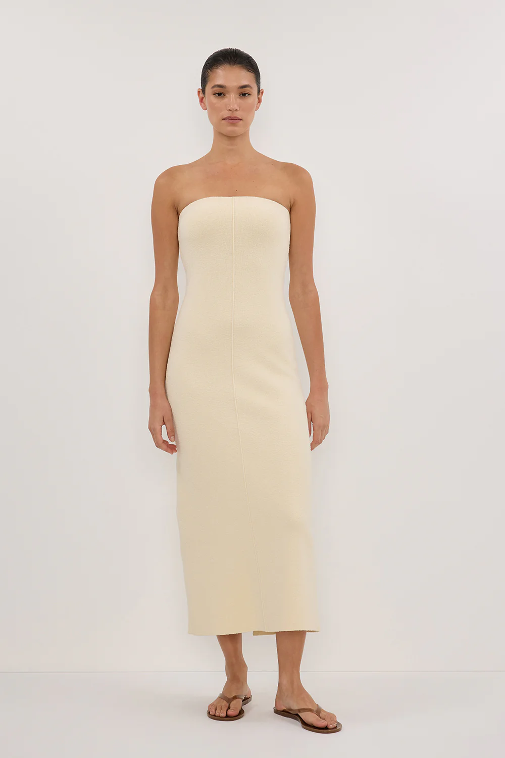 OWEN CREAM CREPE BANDEAU DRESS - Yukikoi