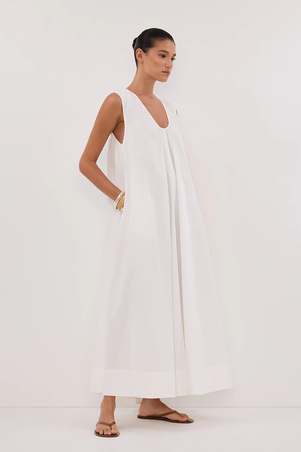 GABBY WHITE OVERSIZED COTTON MIDI DRESS - Yukikoi