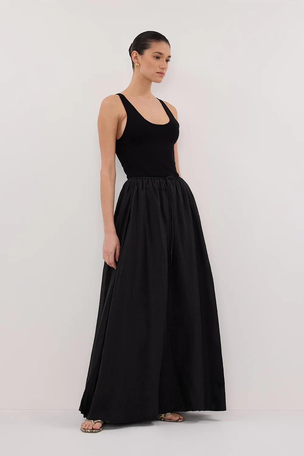 LAYNE BLACK RAMIE MAXI SKIRT - Yukikoi