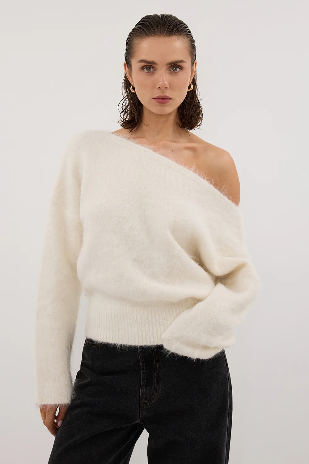 SALMA IVORY ASYM KNIT JUMPER - Yukikoi