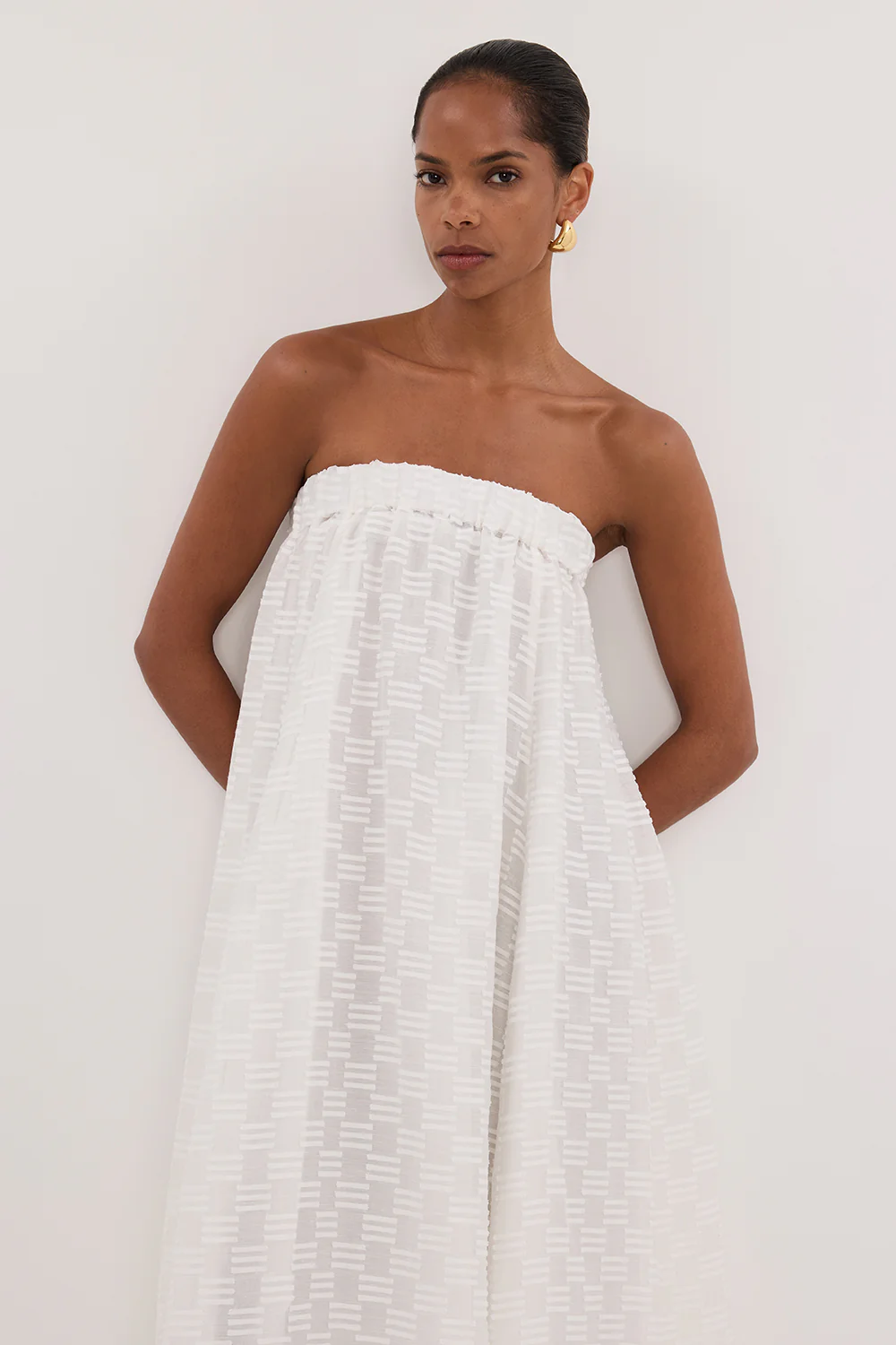 ELBA WHITE SHEER STRAPLESS DRESS - Yukikoi
