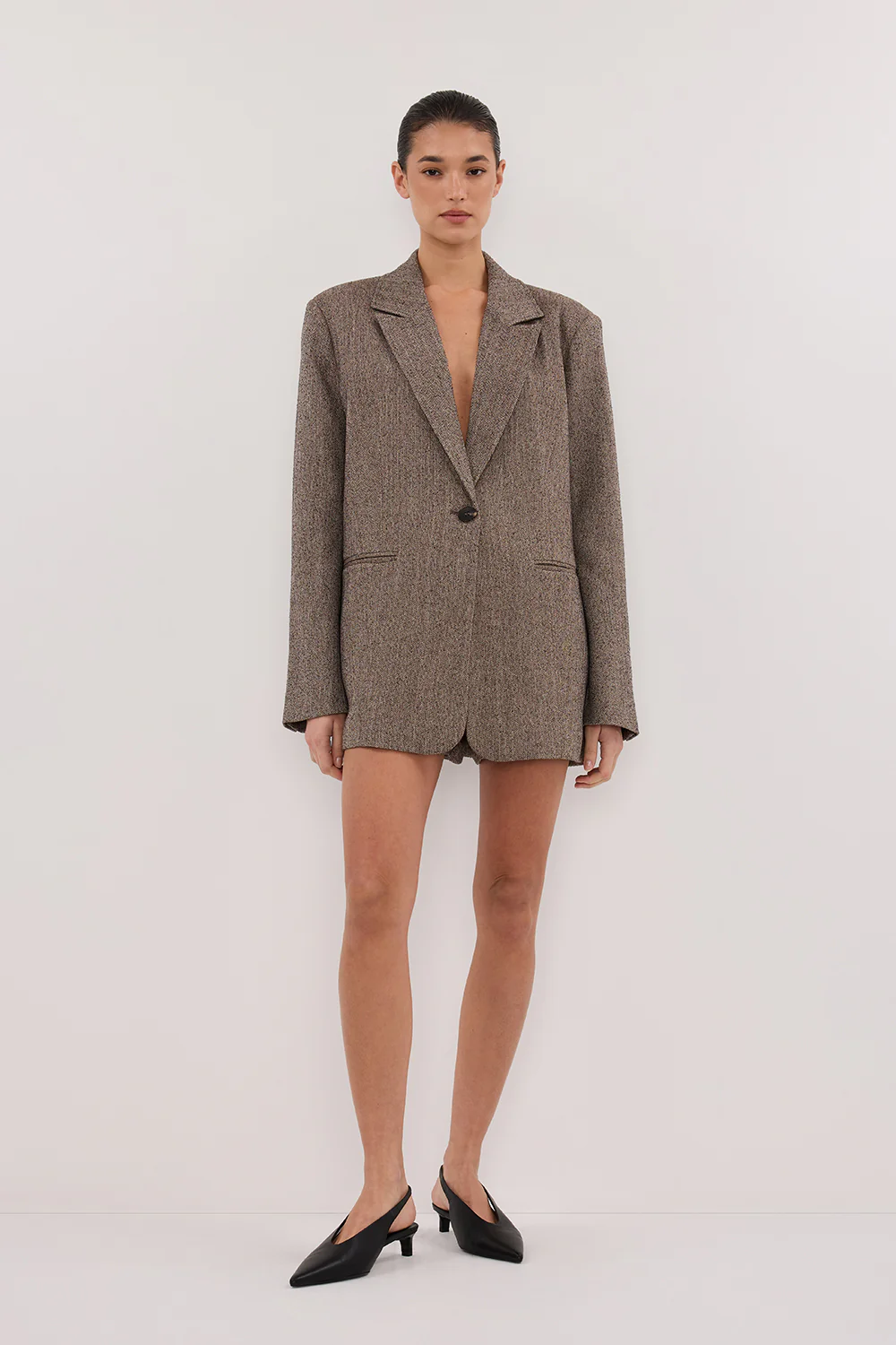 FRANKIE CHOC OVERSIZED TWEED BOYFRIEND BLAZER - Yukikoi