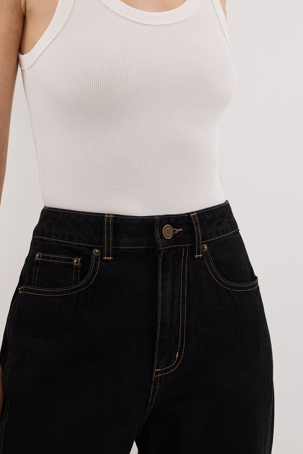 CARSON JET BLACK WIDE LEG JEAN - Yukikoi