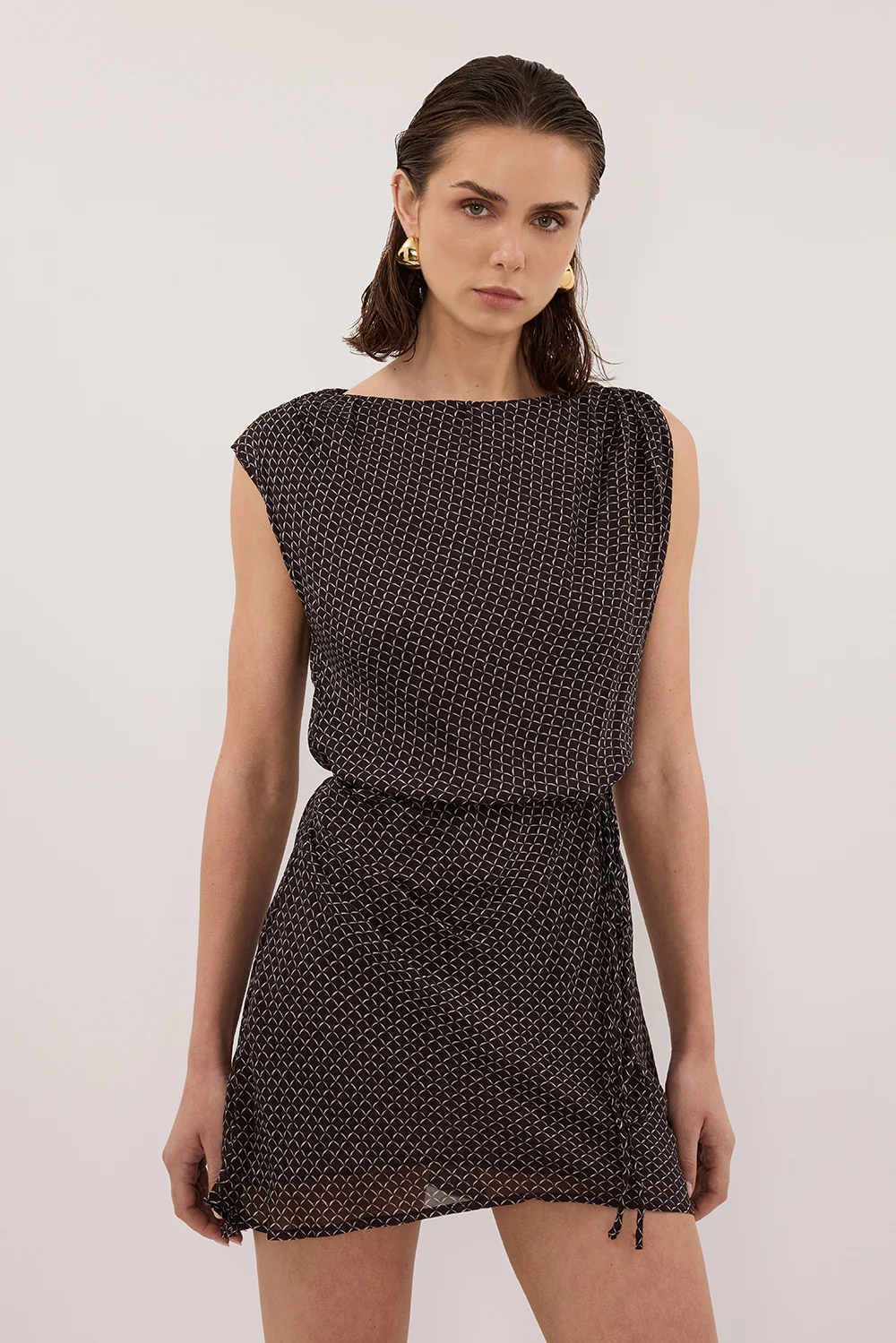 TIA CHOC MICRO CHECK MINI DRESS - Yukikoi