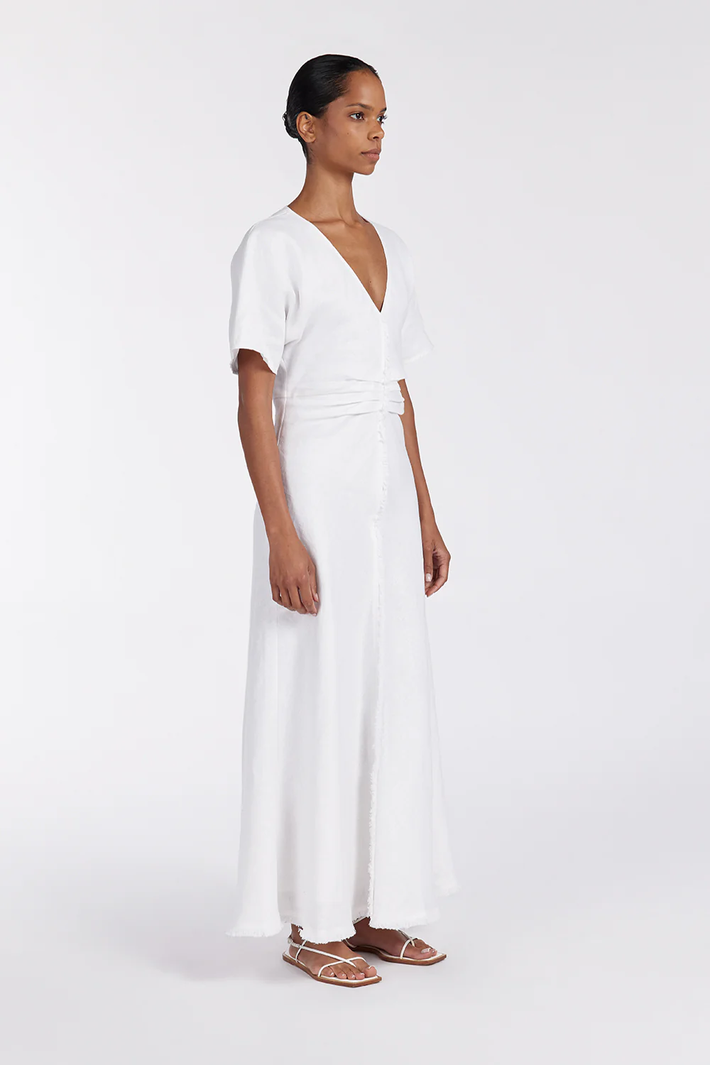 ZAHARA WHITE FRINGING MIDI DRESS - Yukikoi