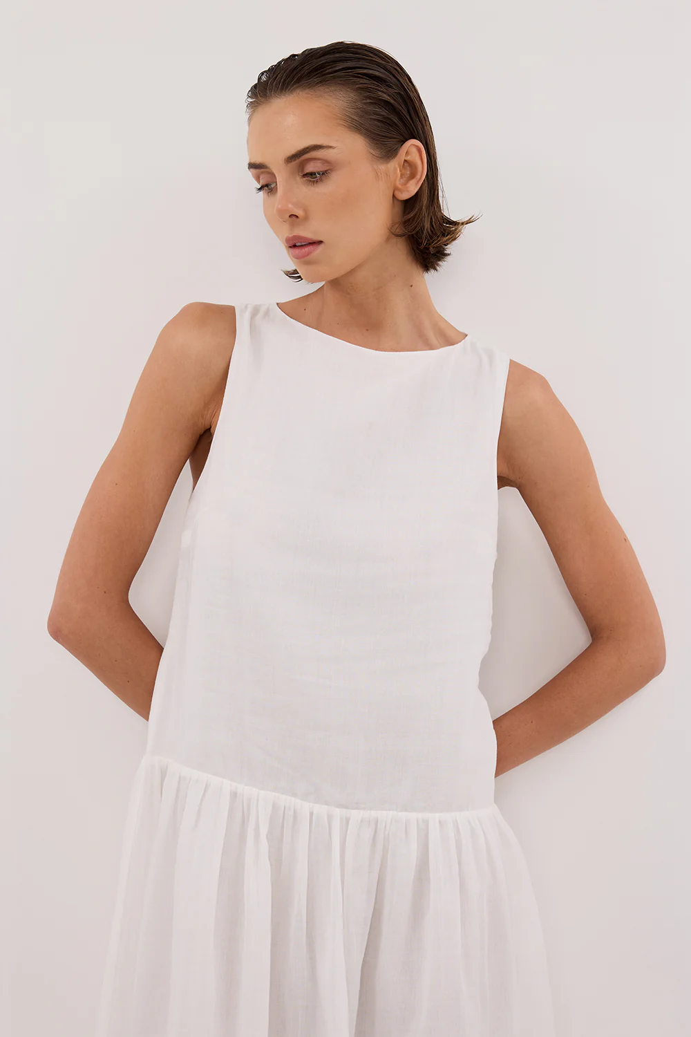 JACQUES WHITE RAMIE MIDI DRESS - Yukikoi
