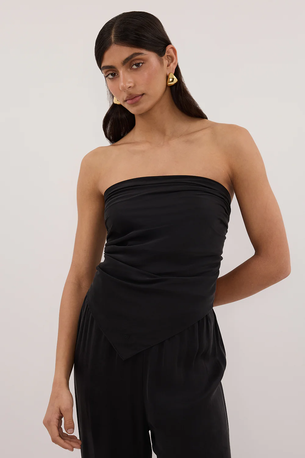 PERCY BLACK SILK SCARF TOP - Yukikoi