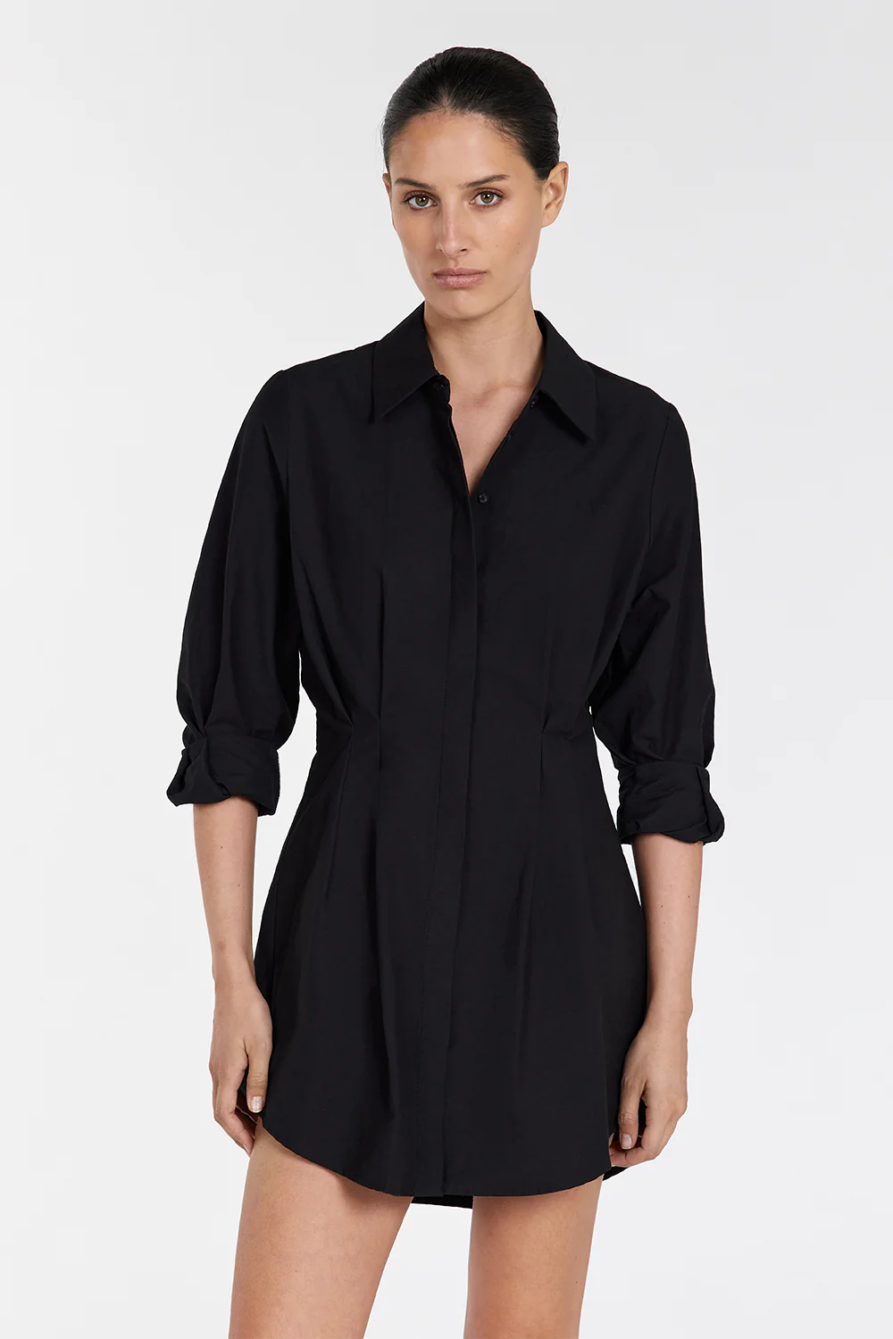 RACHEL BLACK SHIRT MINI DRESS - Yukikoi