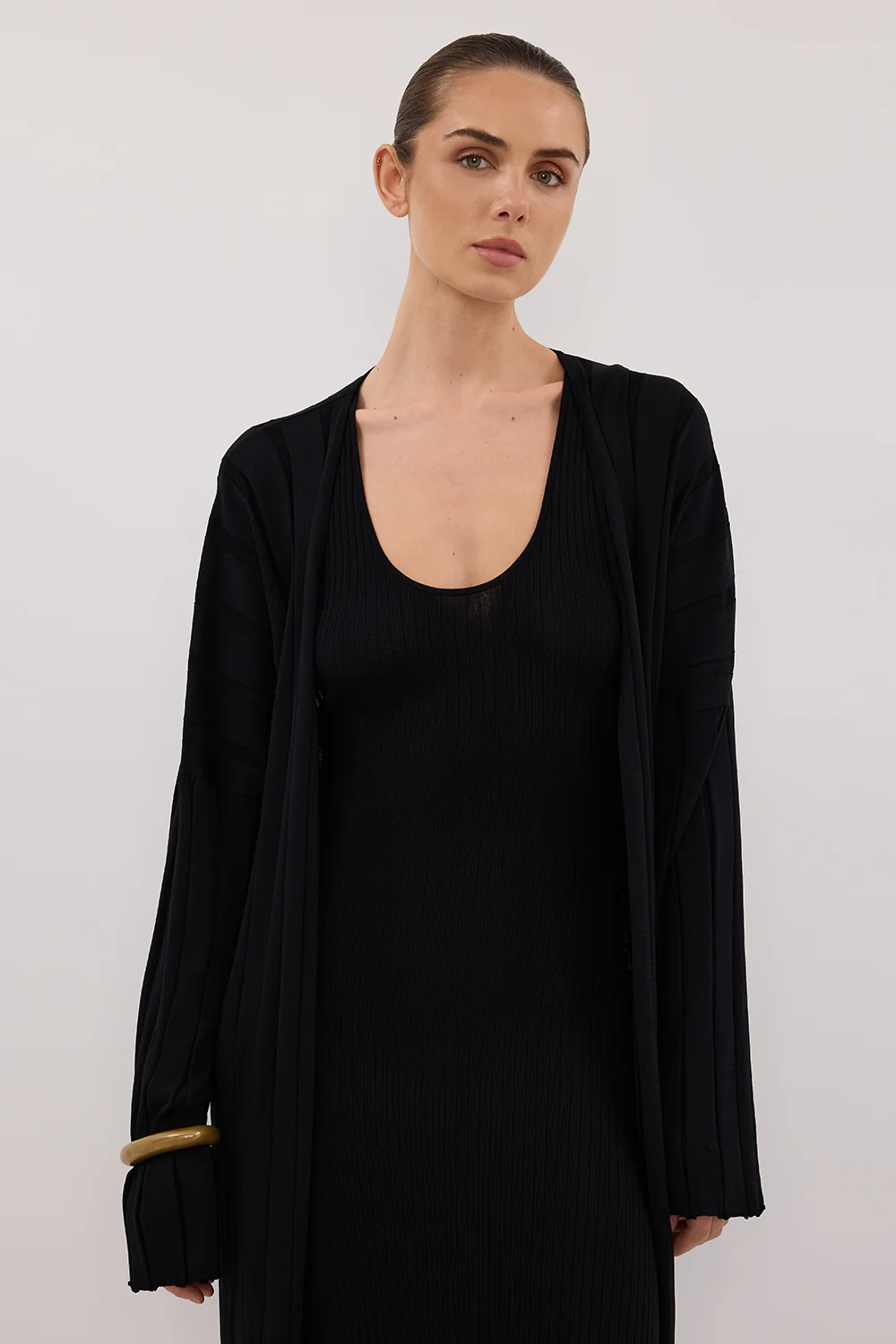 EVE BLACK KNIT MIDI CARDIGAN - Yukikoi