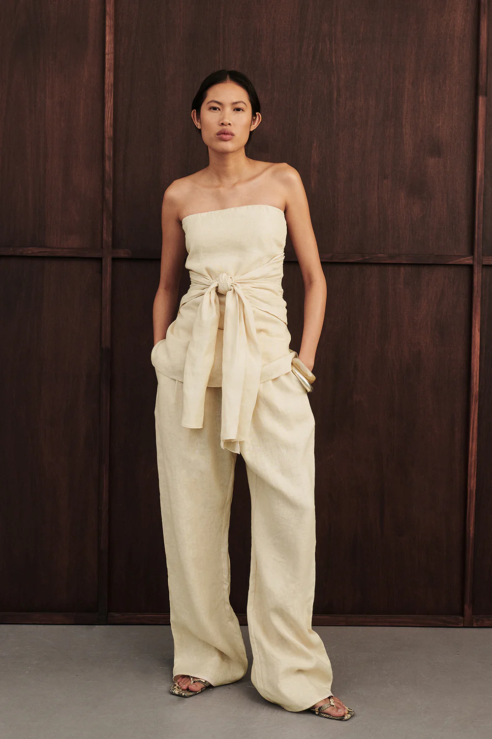 CARLA BUTTERMILK DRAWSTRING LINEN PANT - Yukikoi